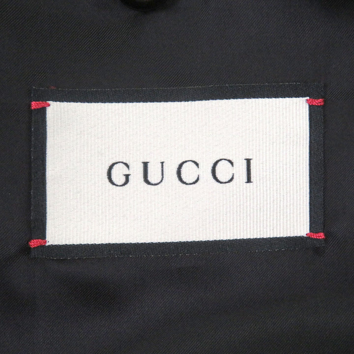 美品□GUCCI グッチ 621460 羊革 ウール GG金ボタン ボンバージャケット ライダースジャケット ブラック 48 イタリア製 正規品 メンズ