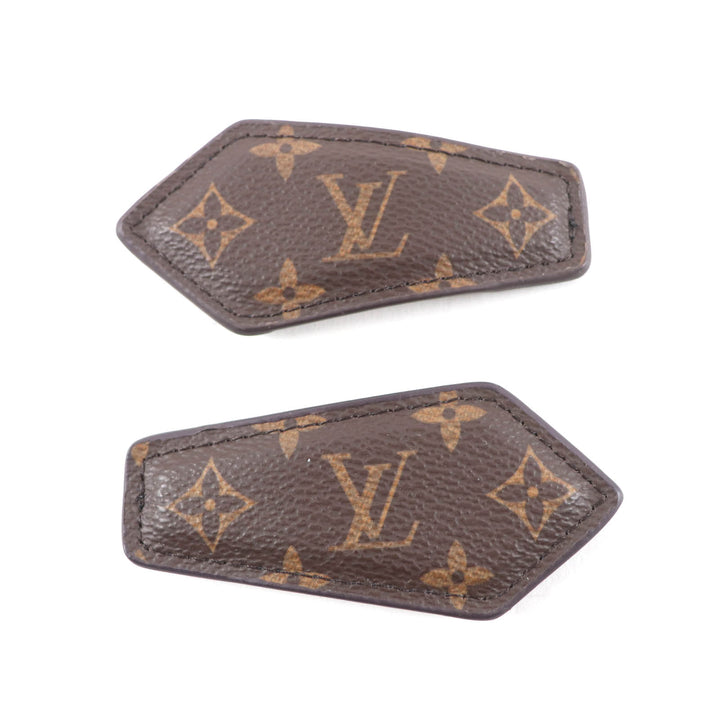 良品★LOUIS VUITTON ルイヴィトン M01443 バックステージMNG モノグラム 2個セット レザー ヘアピン バレッタ ブラウン 保存袋付き