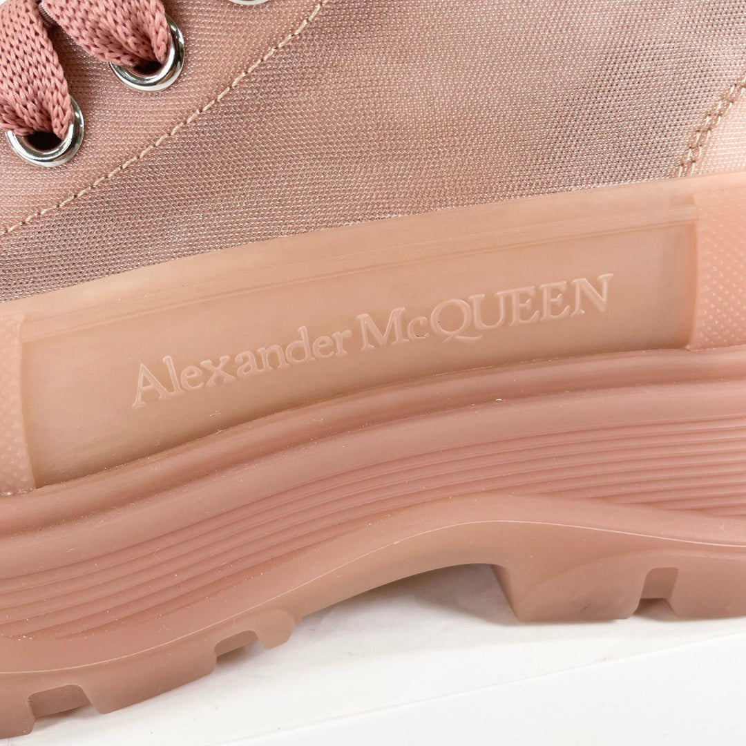 極美品▲Alexander McQueen アレキサンダーマックイーン 658082 TREAD MESH ハイカットスニーカー ローズピンク 37 伊製 箱・保存袋付き