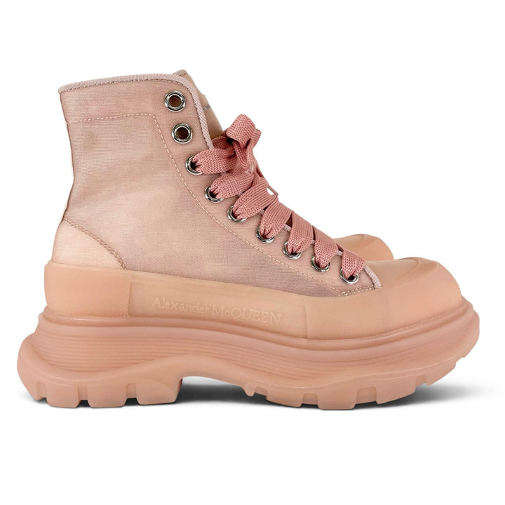 極美品▲Alexander McQueen アレキサンダーマックイーン 658082 TREAD MESH ハイカットスニーカー ローズピンク 37 伊製 箱・保存袋付き