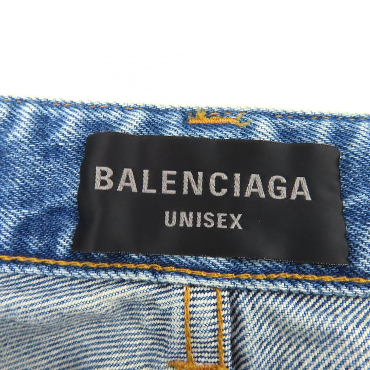 極美品△BALENCIAGA バレンシアガ 753212 コットン100％ カットオフ加工 デニム ショートパンツ ハーフパンツ インディゴブルー M 正規品