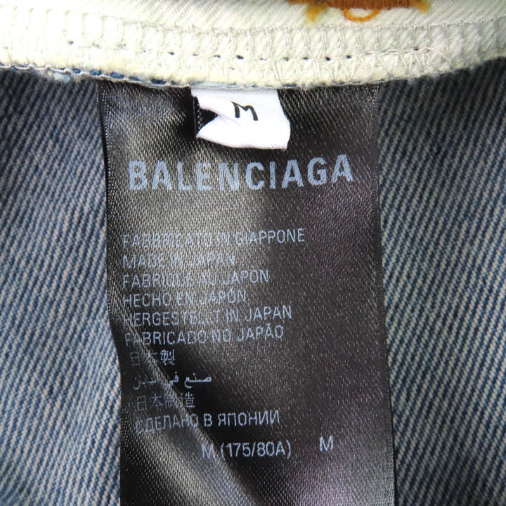 極美品△BALENCIAGA バレンシアガ 753212 コットン100％ カットオフ加工 デニム ショートパンツ ハーフパンツ インディゴブルー M 正規品