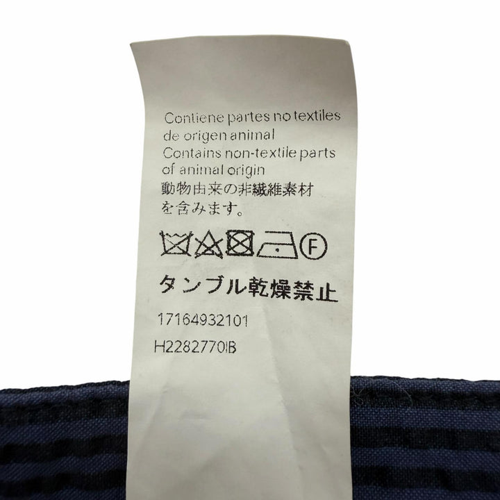 極美品▼LOEWE ロエベ フィッシャーマン サッカー生地 ストライプ レザーパッチ ボタンフライ ターンアップ スラックス パンツ 46 正規品