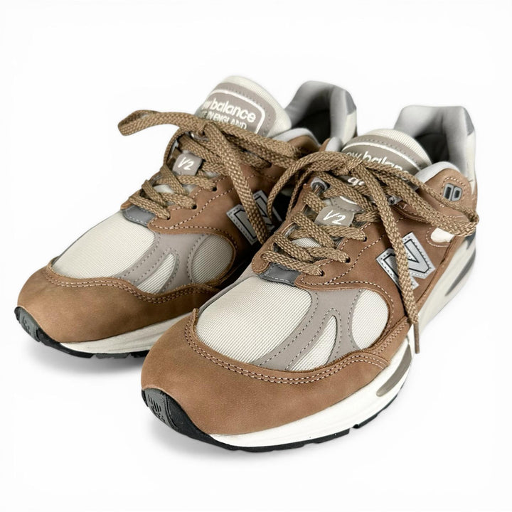 未使用品▲NEW BALANCE ニューバランス U991TB2 991v2 レザー スニーカー ブラウン ホワイト 7.5 イングランド製 メンズ 箱付き