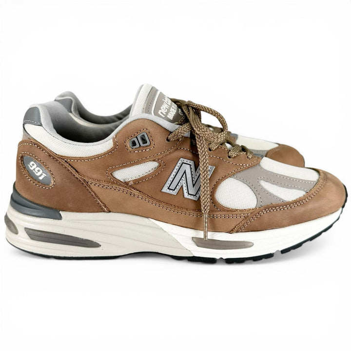未使用品▲NEW BALANCE ニューバランス U991TB2 991v2 レザー スニーカー ブラウン ホワイト 7.5 イングランド製 メンズ 箱付き