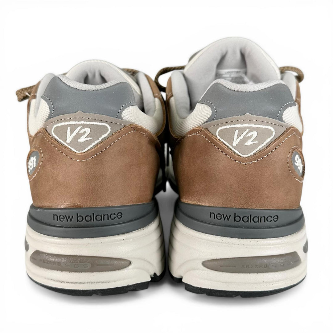 未使用品▲NEW BALANCE ニューバランス U991TB2 991v2 レザー スニーカー ブラウン ホワイト 7.5 イングランド製 メンズ 箱付き