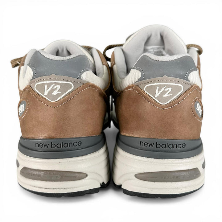 未使用品▲NEW BALANCE ニューバランス U991TB2 991v2 レザー スニーカー ブラウン ホワイト 7.5 イングランド製 メンズ 箱付き