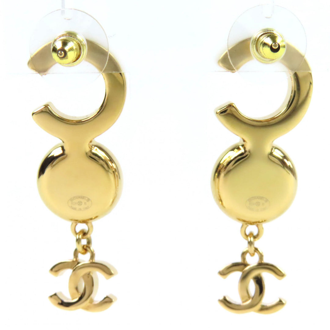 極美品△CHANEL シャネル ABE234 ココマーク COCOロゴ フェイクパール ピアス 両耳用 ゴールド ブラック イタリア製 レディース