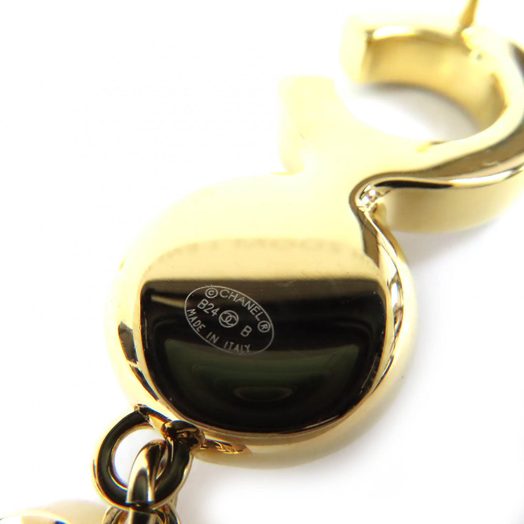 極美品△CHANEL シャネル ABE234 ココマーク COCOロゴ フェイクパール ピアス 両耳用 ゴールド ブラック イタリア製 レディース