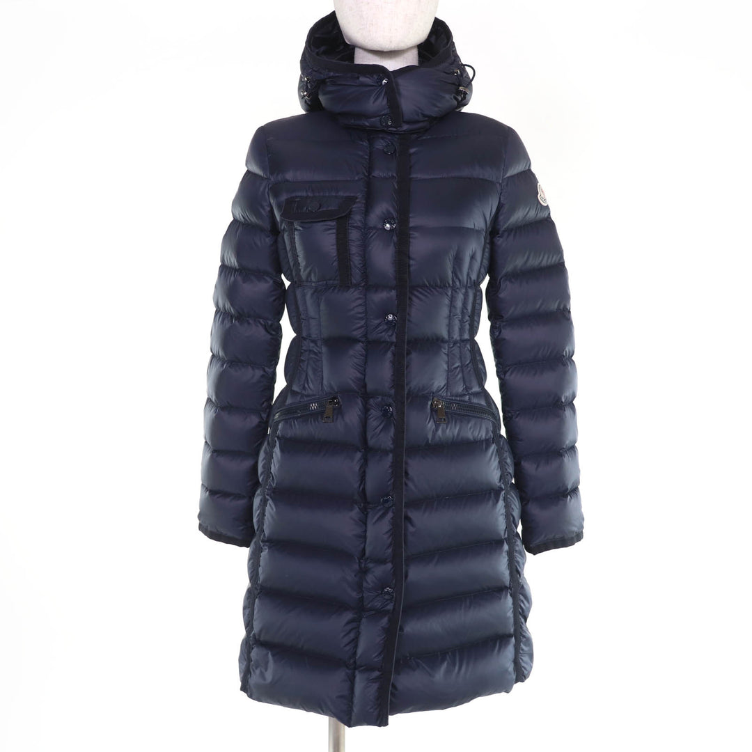美品☆MONCLER モンクレール HERMINE エルミンヌ ロゴワッペン・フード付 ダウンコート ネイビー 00 ハンガー・ガーメント付 国内正規品