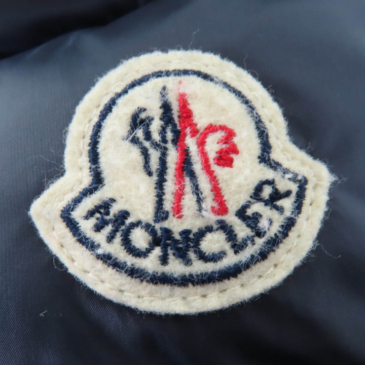 美品☆MONCLER モンクレール HERMINE エルミンヌ ロゴワッペン・フード付 ダウンコート ネイビー 00 ハンガー・ガーメント付 国内正規品