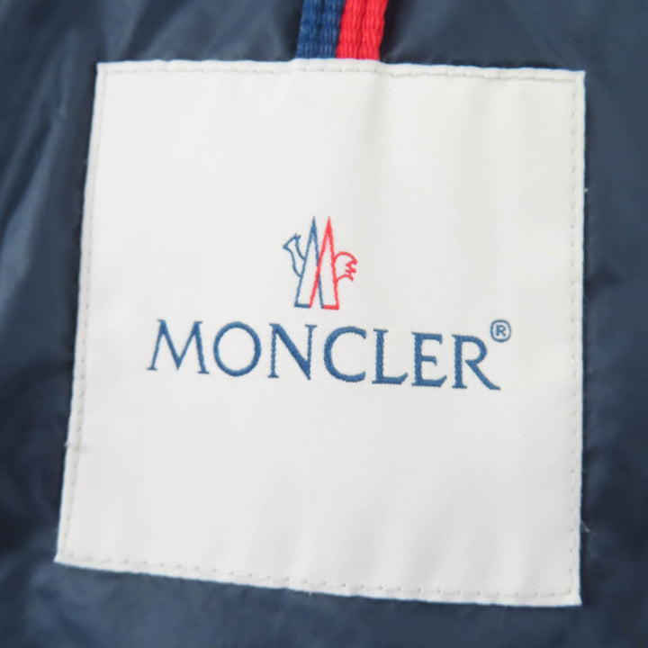 美品☆MONCLER モンクレール HERMINE エルミンヌ ロゴワッペン・フード付 ダウンコート ネイビー 00 ハンガー・ガーメント付 国内正規品