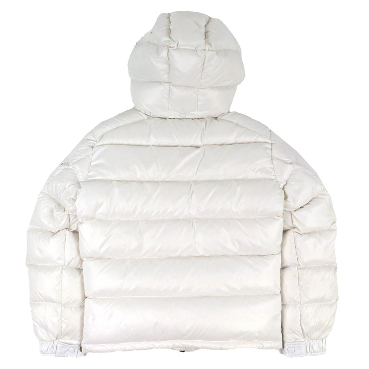 良品△MONCLER モンクレール 2024年製 MAYA マヤ ロゴワッペン フード付 ジップアップ ダウンジャケット ホワイト 1 正規品 メンズ