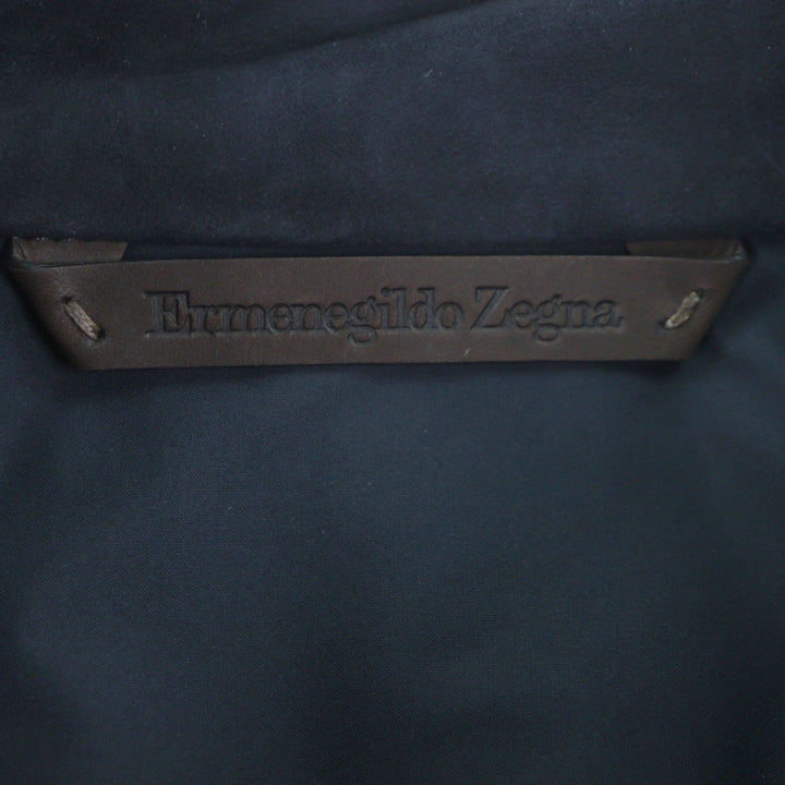 極美品▼Ermenegildo Zegna エルメネジルドゼニア 羊革 ラムレザー ダブルジップアップ ブルゾン ジャケット ブラック 50 正規品 メンズ