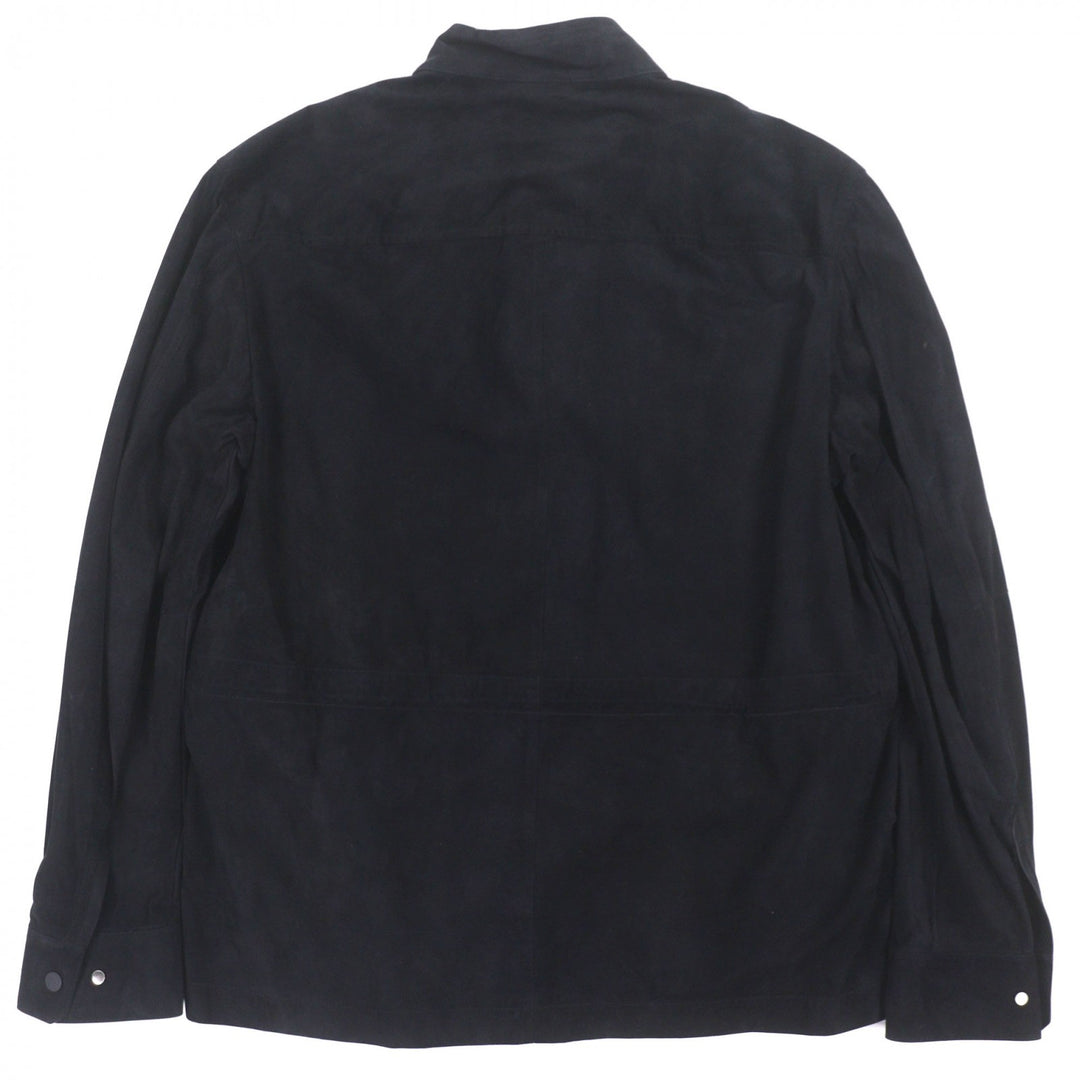 極美品▼Ermenegildo Zegna エルメネジルドゼニア 羊革 ラムレザー ダブルジップアップ ブルゾン ジャケット ブラック 50 正規品 メンズ