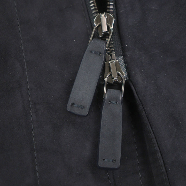 極美品▼Ermenegildo Zegna エルメネジルドゼニア 羊革 ラムレザー ダブルジップアップ ブルゾン ジャケット ブラック 50 正規品 メンズ
