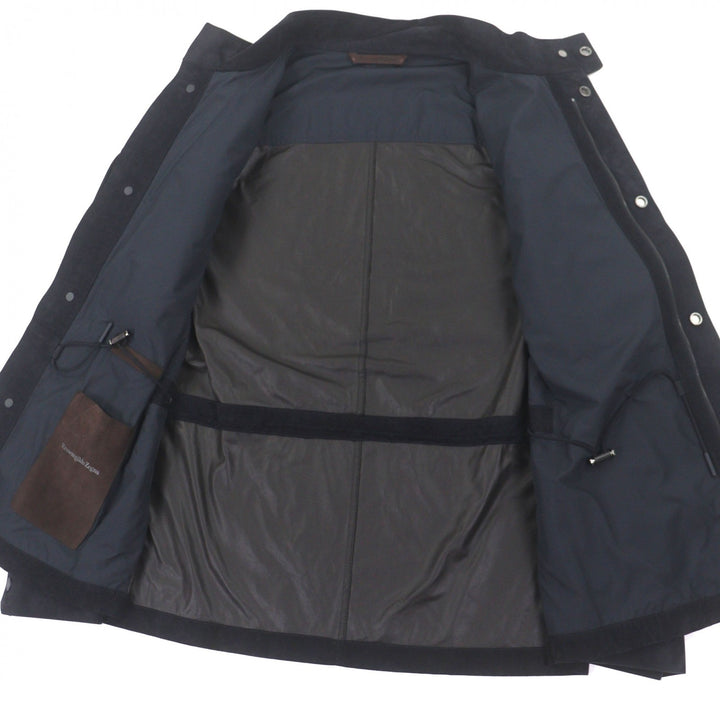 極美品▼Ermenegildo Zegna エルメネジルドゼニア 羊革 ラムレザー ダブルジップアップ ブルゾン ジャケット ブラック 50 正規品 メンズ