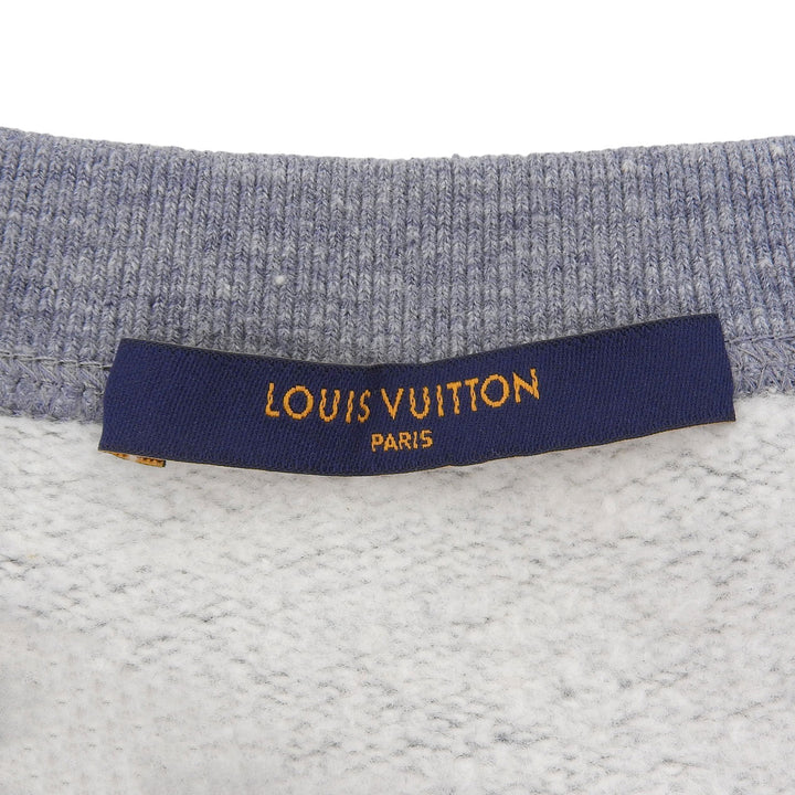 極美品▲LOUIS VUITTON ルイヴィトン アップサイドダウン LVロゴパッチ コットン スウェット グレー ピンク XL イタリア製 正規品 メンズ