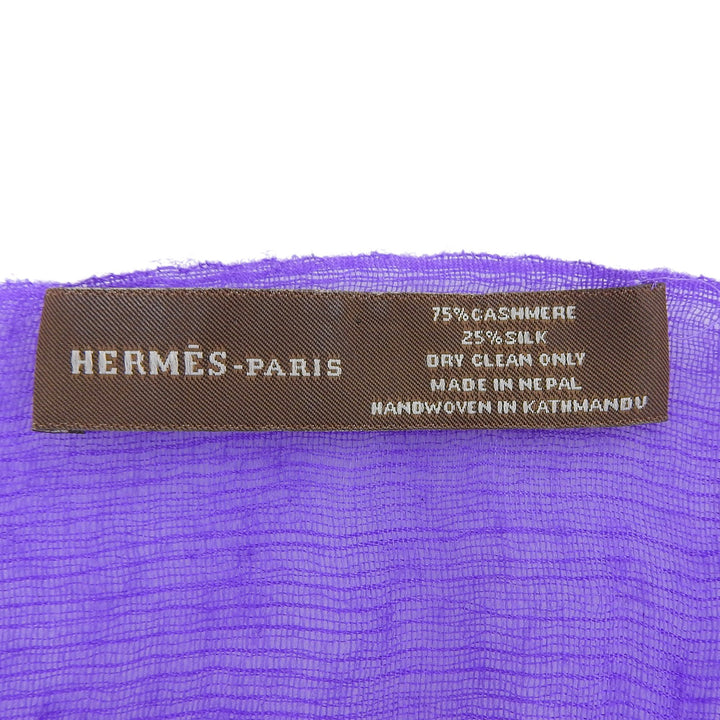 美品▲HERMES エルメス カシミヤ シルク ロゴ 大判 ショール ストール オレンジ パープル 205×100 レディース 箱付き