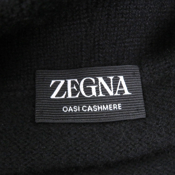 極美品□Zegna ゼニア カシミヤ100％ Oasi cashmere プルオーバー ニットパーカー フーディー ブラック 48 イタリア製 正規品 メンズ