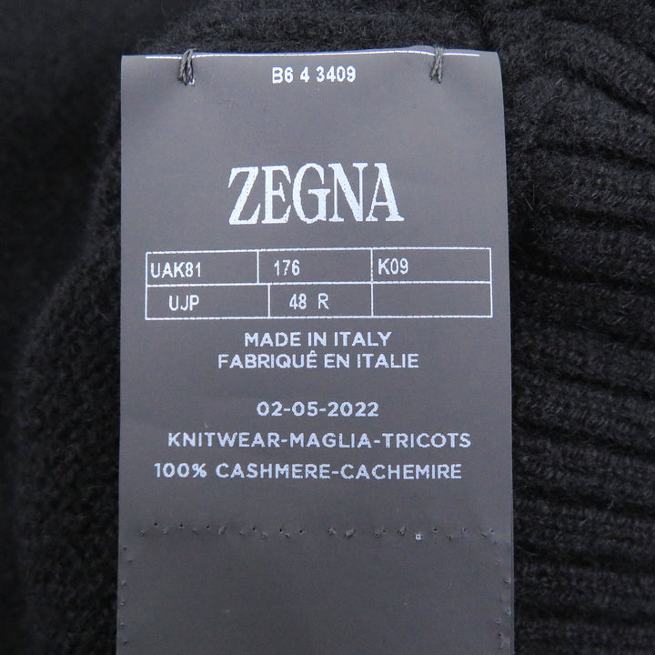 極美品□Zegna ゼニア カシミヤ100％ Oasi cashmere プルオーバー ニットパーカー フーディー ブラック 48 イタリア製 正規品 メンズ