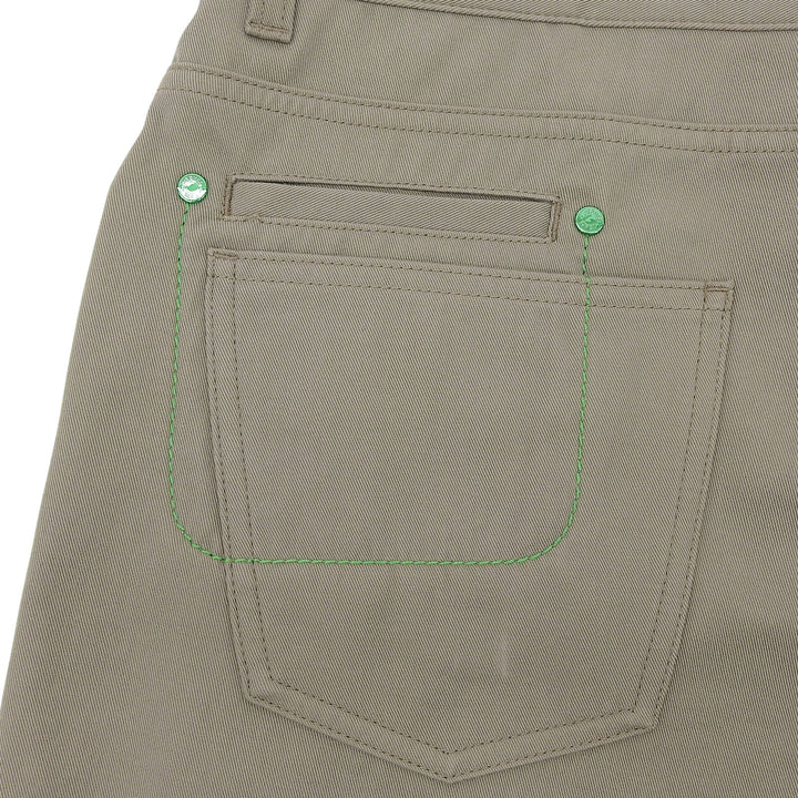 美品▲HERMES エルメス 2022年製 コットン100％ セリエボタン レザーパッチ付 ボタンフライ パンツ カーキ 44 フランス製 正規品 メンズ