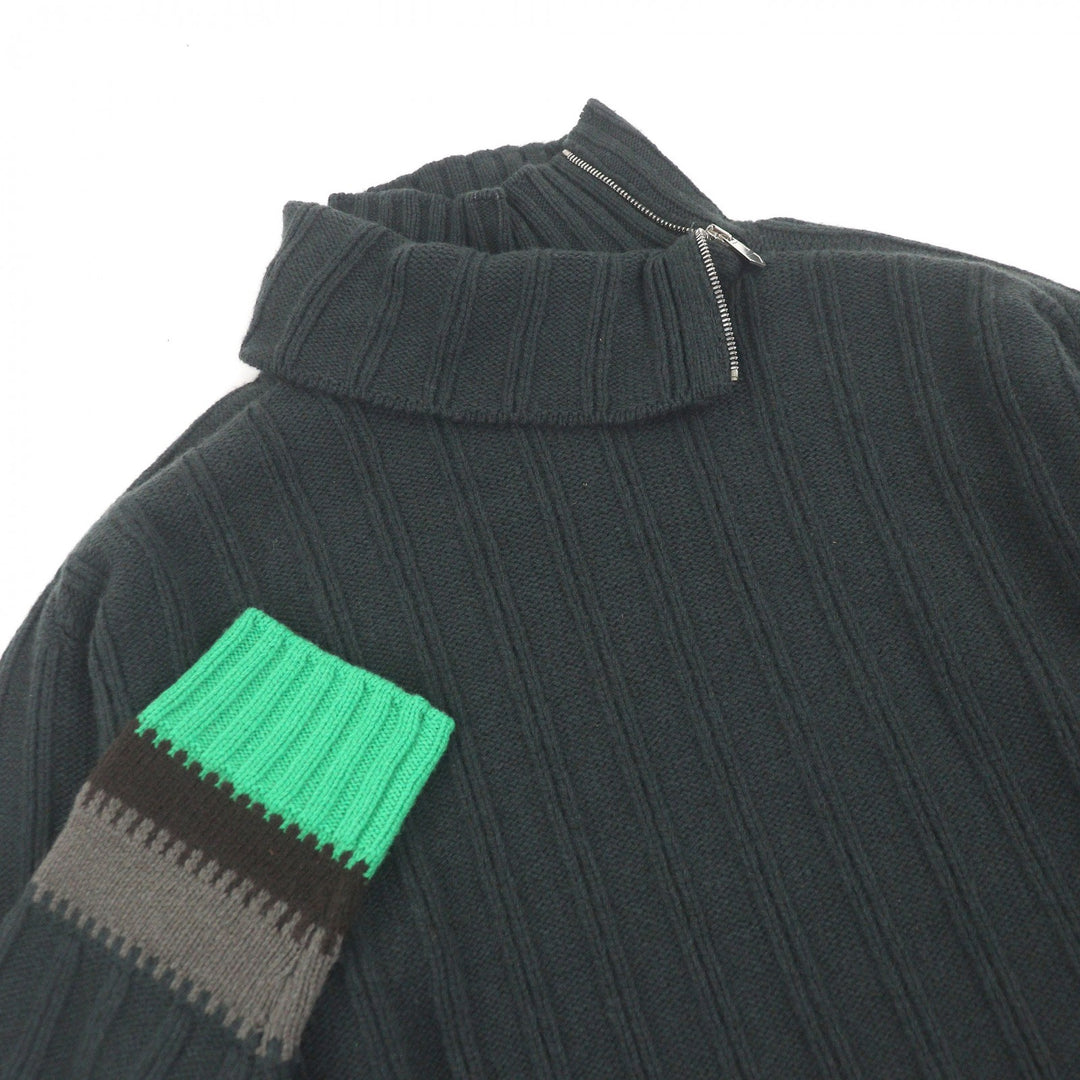 極美品□HERMES エルメス カシミヤ30% レイヤードタートルネック ロングスリーブニット セーター グリーン M イタリア製 正規品 メンズ