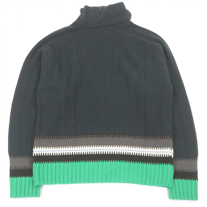 極美品□HERMES エルメス カシミヤ30% レイヤードタートルネック ロングスリーブニット セーター グリーン M イタリア製 正規品 メンズ