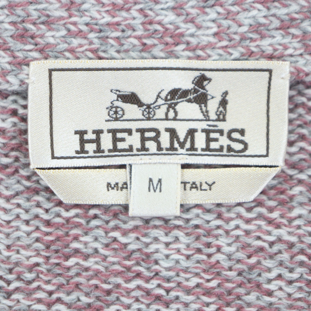 未使用品▼HERMES エルメス 2020年製 カシミヤ100% グラデーション Vネック ニットカーディガン ピンク系 ブルー M 伊製 正規品 メンズ