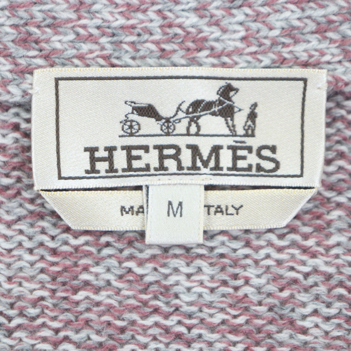 未使用品▼HERMES エルメス 2020年製 カシミヤ100% グラデーション Vネック ニットカーディガン ピンク系 ブルー M 伊製 正規品 メンズ