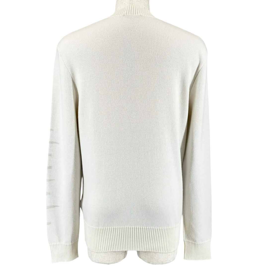 極美品▲HERMES エルメス 2023年製 Sunset et soie サンセット カシミヤ シルク リブ編 クルーネック ニット アイボリー M 正規品 メンズ
