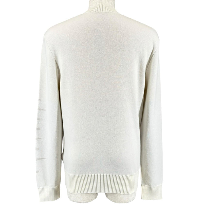 極美品▲HERMES エルメス 2023年製 Sunset et soie サンセット カシミヤ シルク リブ編 クルーネック ニット アイボリー M 正規品 メンズ