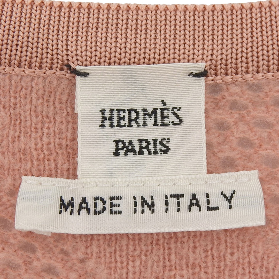 未使用品▲HERMES エルメス 2022年製 2H2618DC ウール カシミヤ混 長袖ニット トップス ピンク 40 イタリア製 正規品 レディース