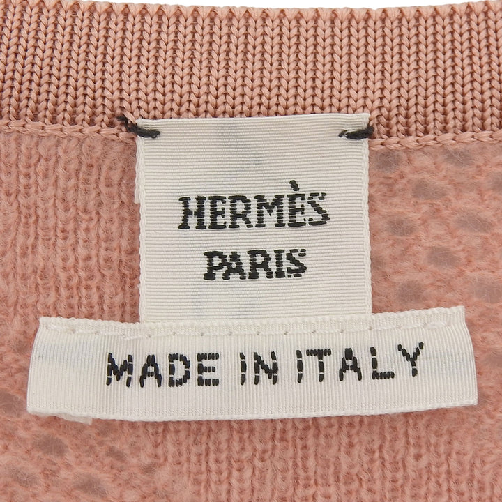 未使用品▲HERMES エルメス 2022年製 2H2618DC ウール カシミヤ混 長袖ニット トップス ピンク 40 イタリア製 正規品 レディース