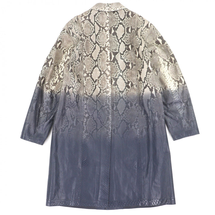 極美品▼FENDI フェンディ FPG335 アミメニシキヘビ パイソン 羊革 グラデーション WZIP レザーコート ベージュ グレー 46 正規品 メンズ