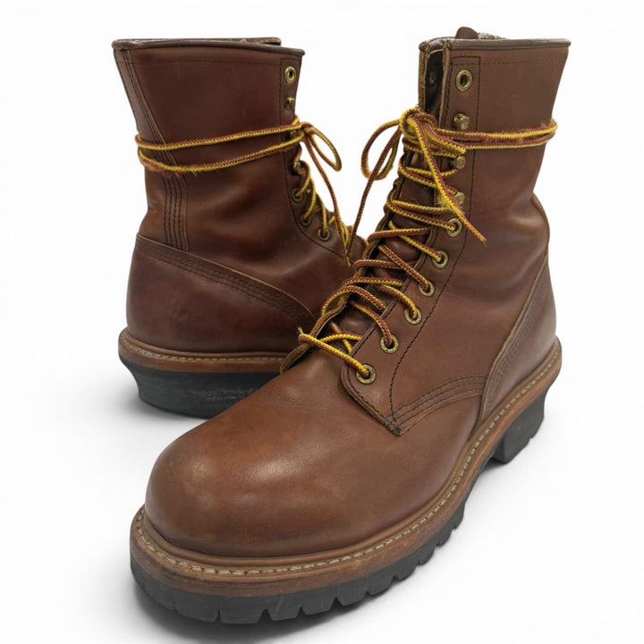 良品▼RED WING レッドウィング 4418 STEEL TOE スチールトゥ レザー レースアップ ロガーブーツ ワークブーツ ブラウン 8.5 USA メンズ