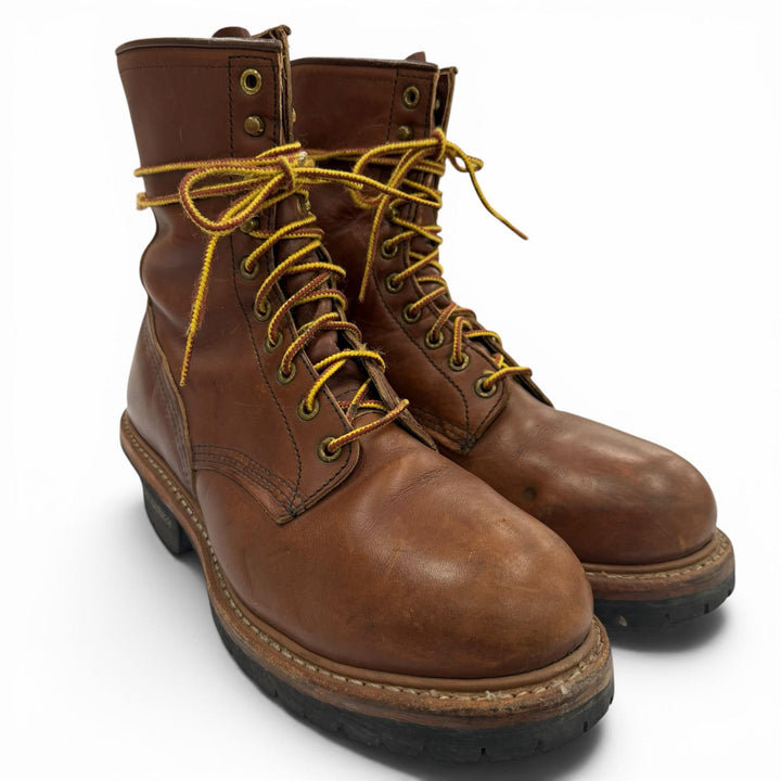 良品▼RED WING レッドウィング 4418 STEEL TOE スチールトゥ レザー レースアップ ロガーブーツ ワークブーツ ブラウン 8.5 USA メンズ
