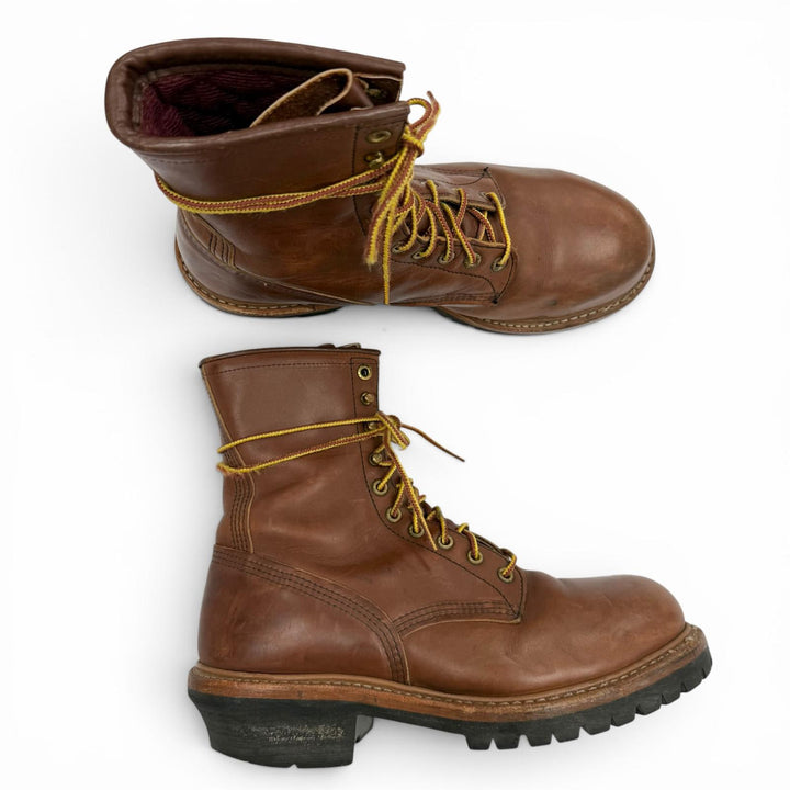 良品▼RED WING レッドウィング 4418 STEEL TOE スチールトゥ レザー レースアップ ロガーブーツ ワークブーツ ブラウン 8.5 USA メンズ