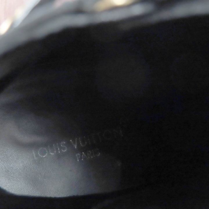 美品★LOUIS VUITTON ルイヴィトン シチズンライン LVワッペン付 モノグラム レースアップ レザー ブーツ ブラック 36 MA 1203 保存袋付