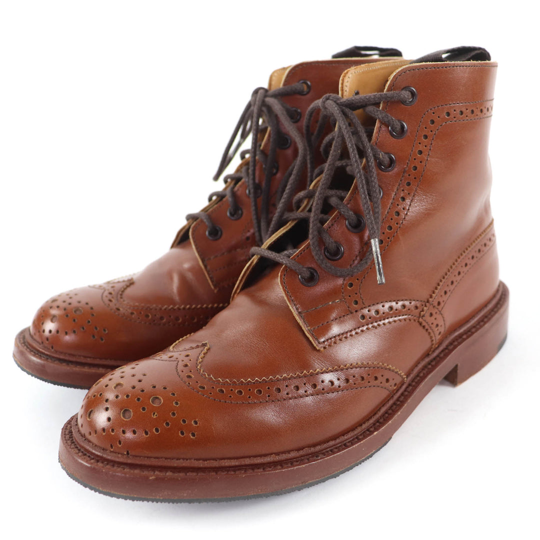 美品☆Tricker’s トリッカーズ L5780 モールトン ウイングチップカントリーブーツ レザーブーツ ブラウン 6-4 レディース イングランド製