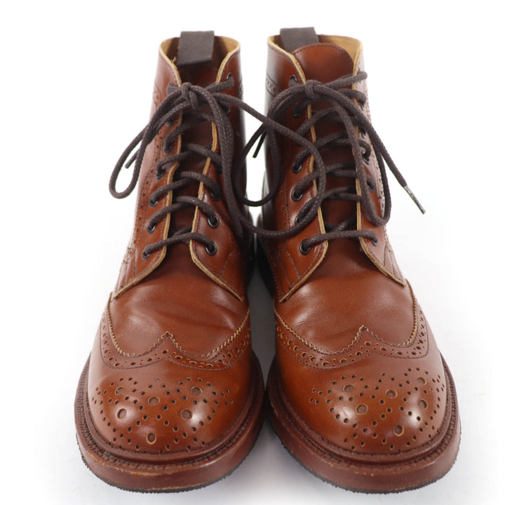 美品☆Tricker’s トリッカーズ L5780 モールトン ウイングチップカントリーブーツ レザーブーツ ブラウン 6-4 レディース イングランド製