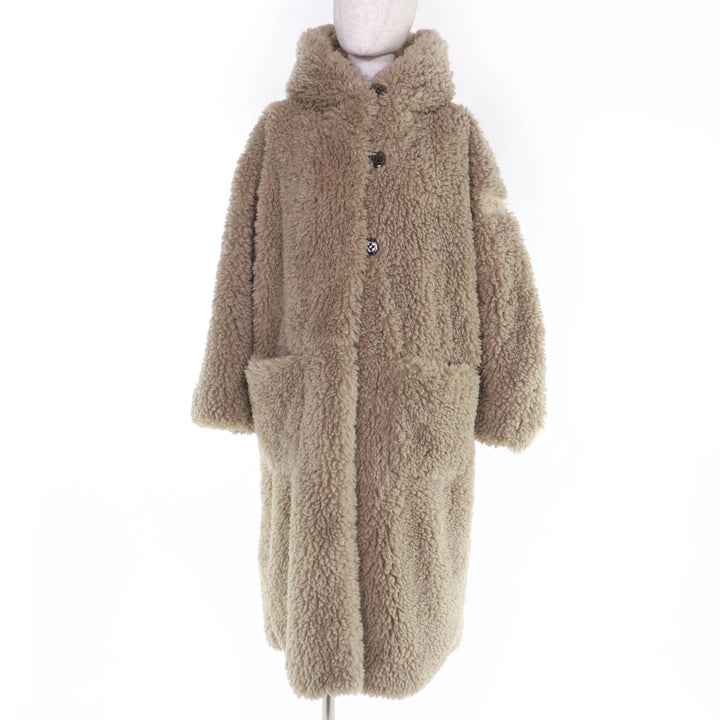 極美品☆TATRAS タトラス 23AW LTAT23A4973 NOLLEY’S ノーリーズ オーバーシルエット ボア コート ベージュ 2 正規品 レディース