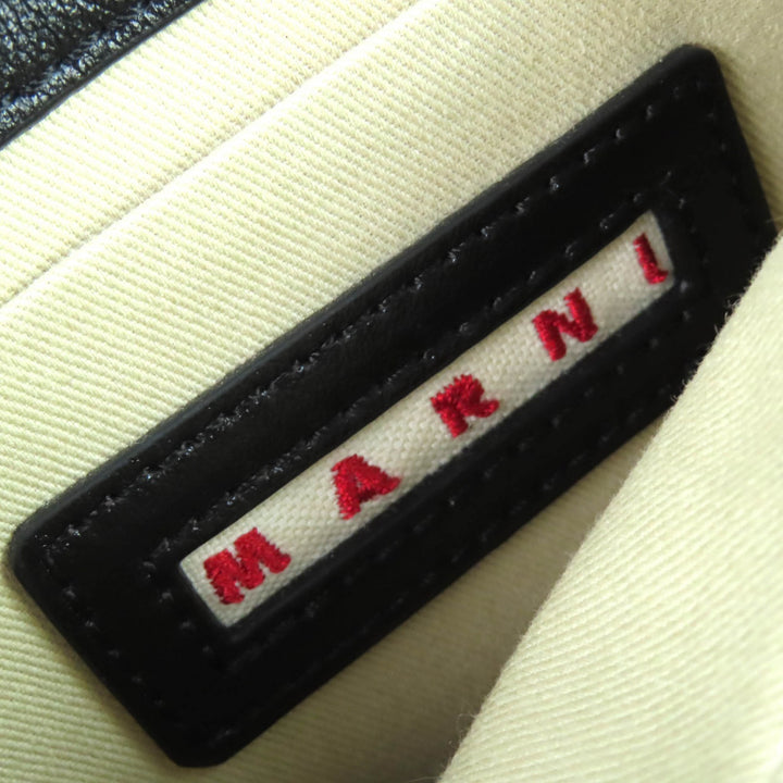 極美品△MARNI マルニ SBMP0124Q6 TRUNK SOFT EW レザー ロゴ ショルダーバッグ ブラック ゴールド金具 保存袋付 イタリア製 レディース