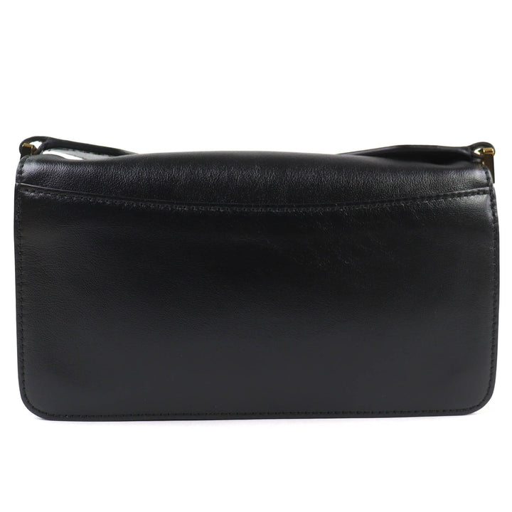 極美品△MARNI マルニ SBMP0124Q6 TRUNK SOFT EW レザー ロゴ ショルダーバッグ ブラック ゴールド金具 保存袋付 イタリア製 レディース