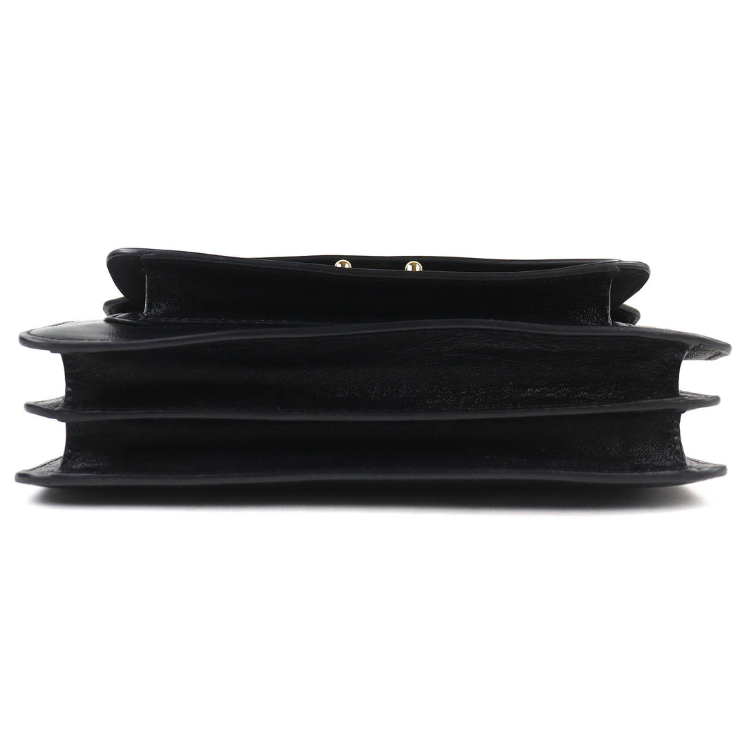 極美品△MARNI マルニ SBMP0124Q6 TRUNK SOFT EW レザー ロゴ ショルダーバッグ ブラック ゴールド金具 保存袋付 イタリア製 レディース