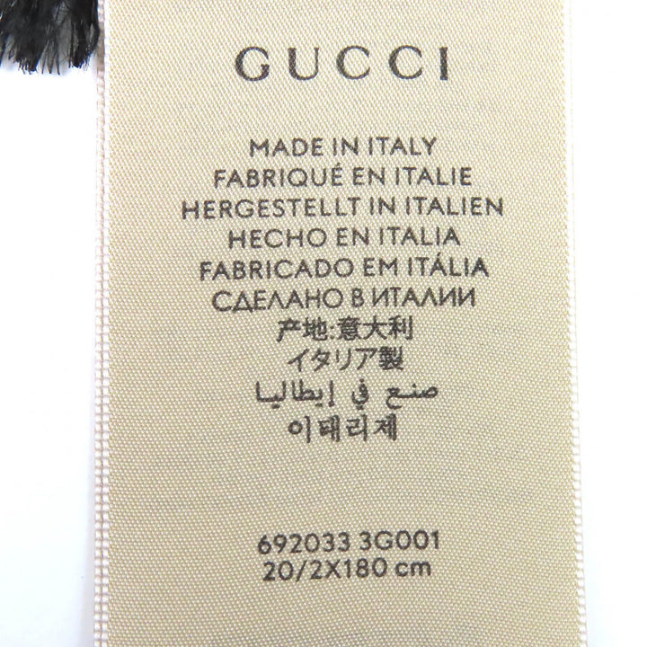 未使用品△GUCCI グッチ 692033 シルク 100周年記念 インターロッキングG ロゴ 花柄 ミニフリンジ スカーフ アイボリー レッド系 正規品
