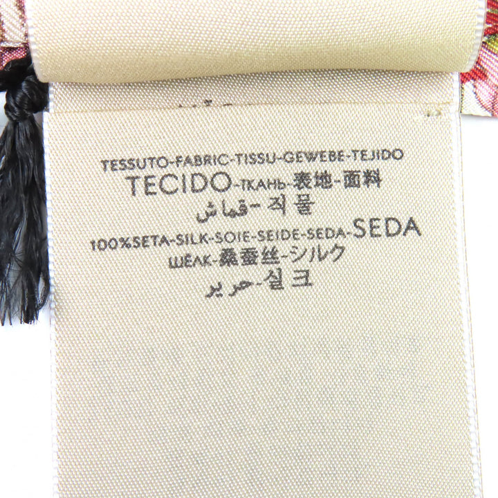 未使用品△GUCCI グッチ 692033 シルク 100周年記念 インターロッキングG ロゴ 花柄 ミニフリンジ スカーフ アイボリー レッド系 正規品