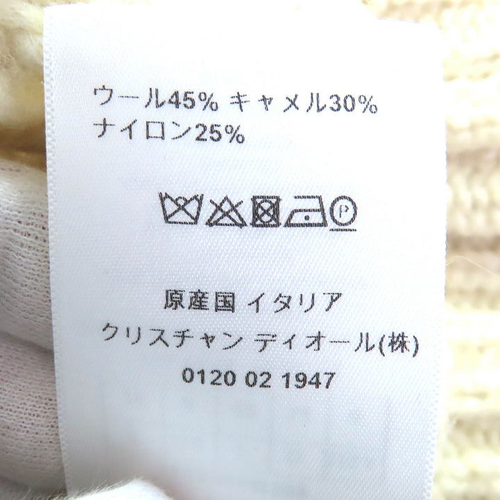 美品△Christian Dior クリスチャンディオール 154S36AM309 ウール キャメル ショートスリーブ クロシェ ニット ベージュ 40 伊製 正規品