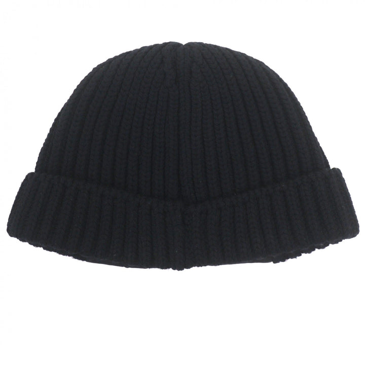 美品▼PRADA プラダ UMD446 トライアングルロゴ 三角プレート RE-NYLON 帽子 ビーニー ニットキャップ ブラック シルバー金具 L 正規品