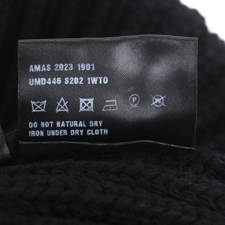 美品▼PRADA プラダ UMD446 トライアングルロゴ 三角プレート RE-NYLON 帽子 ビーニー ニットキャップ ブラック シルバー金具 L 正規品